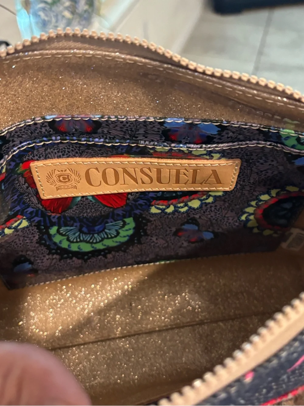 Consuela Multicolor Embroidered Crossbody with Leather Trim